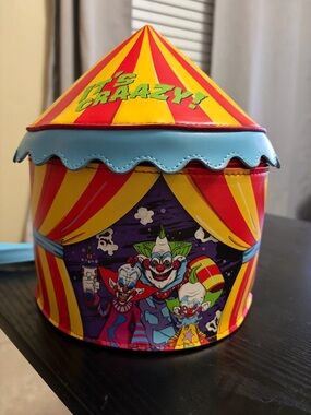 Circus Clown Carousel Box Bag in Bright Red, Yellow & Blue